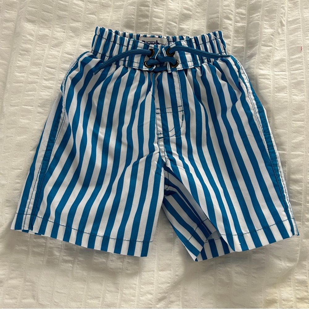 3 for $20 BEACH BROS Striped Swim Shorts Blue & White Sz 2T